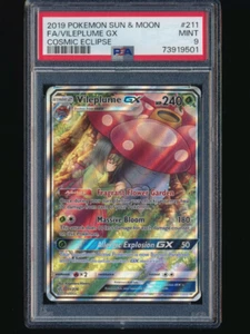 2019 POKEMON VILEPLUME ERIKA FULL ALT ART HOLO 211 SUN MOON COSMIC ECLIPSE PSA 9 - Picture 1 of 2