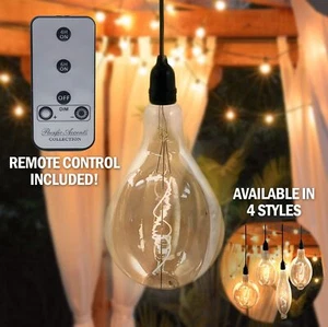 RetroEssence Battery Operated LED Vintage Light Oval Globe Classic Timer Remote - Picture 1 of 5