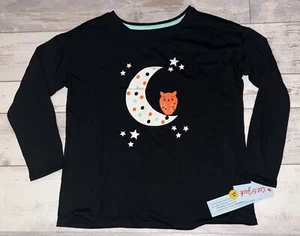 Cat & Jack PJ Pajama Long Sleeve Shirt size L large 10/12 - Black/Moon/Owl - NEW - Picture 1 of 5