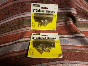 NEW Old Stock Stanley 3'' Cabinet Hinges *2*Pack of 2** *Satin Brass* (69-0190) - Picture 1 of 3