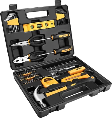 65 Pieces Tool Set General Household Hand Tool Kit with Storage Case Plastic Too - Image 1 of 4