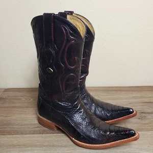 Mens Los Altos Black Cherry OSTRICH LEG Cowboy Boots Pointed Toe US Size 6 EE - Picture 1 of 24
