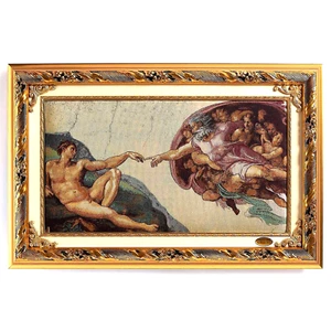 Cuadro Capilla Sixtina Miguel Angel Tapiz Dios Adán Tela Tapices De Pared Muro - Imagen 1 de 6