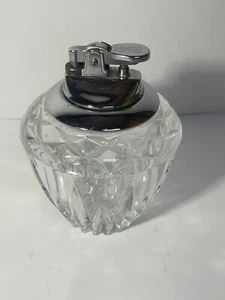 Vintage Crystal Cut Glass Gas Table Lighter Japan, empty, 5" tall, 2" base - Picture 1 of 6