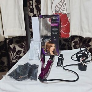 Instyler Rotating Iron Hair Curler With Roller Brush Hair Styler 65W Purple VGC