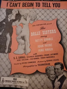 Partituras I Can't Begin to Tell You Betty Grable The Dolly Sisters 1945 S587 - Imagen 1 de 4