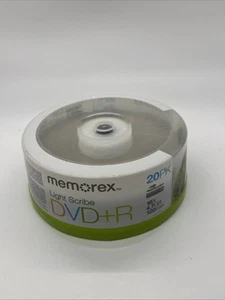 Memorex LightScribe DVD+R 20Pk 4.7 GB 16x 120 Min Recordable NEW SEALED FREE S&H - Afbeelding 1 van 3
