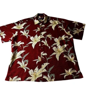 Pendleton Men's Floral Silk Button Up Shirt Short Sleeve Burgundy Large Camp - Picture 1 of 11