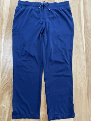 Beyond Scrubs蓝色弹力磨砂裤医用弹性腰围 — 第 1/4 张图片