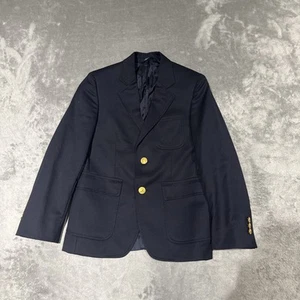 Brooks Brothers Boys Size 10 Blazer 100% Wool Lined Jacket 2 Gold Button Navy - Picture 1 of 9