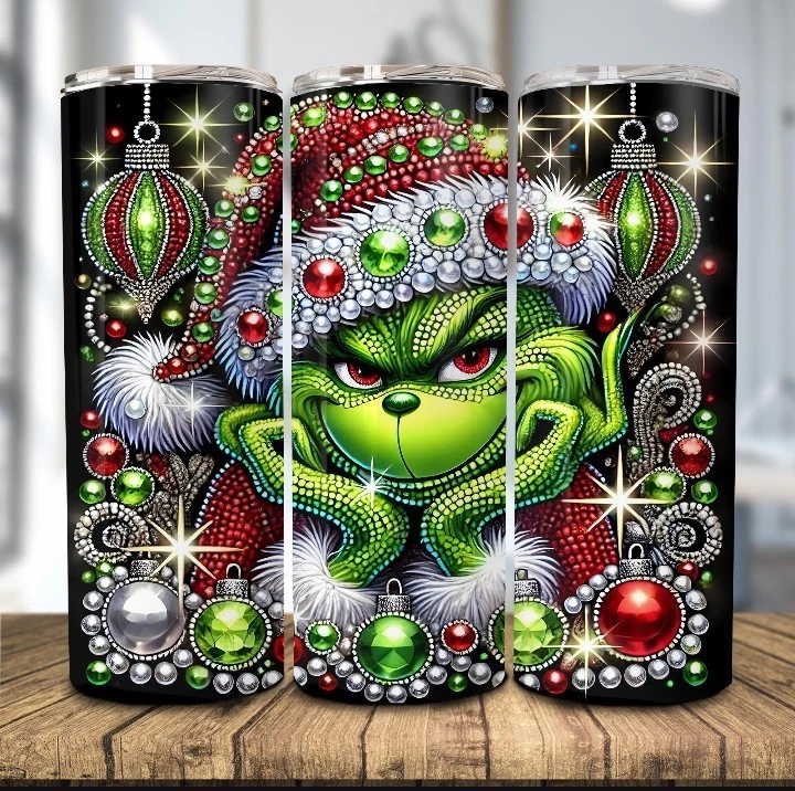 Grinch Theme 20 oz Stainless Steel Tumbler with Lid Straw - Image 1 of 1
