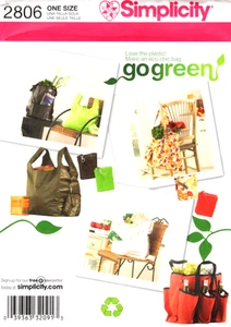 Bolsos de compras y bolsos de compras, patrón de costura Simplicity 2806, verde - Imagen 1 de 2
