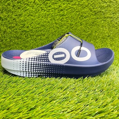 Oofos OOahh Mens Size 9 Navy Blue Beach Outdoor Recovery Sport Slide Sandals - Image 1 of 4