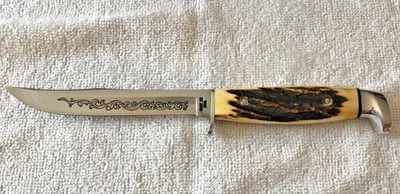 Cuchillo Case Blue Scroll Stag 516-5 SSP 1977 hoja fija Foto 1 de 4