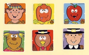 12 Fall Harvest Mix Ups Stickers - Party Favors - Turkey, Scarecrow, Apple - Picture 1 of 1