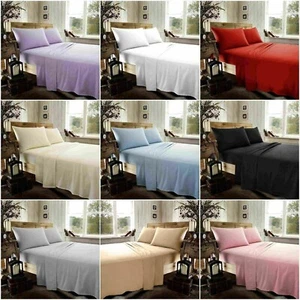 Premium Quality Plain Dyed Flannelette FITTED Sheet, Luxury 100% Brushed Cotton - Picture 1 of 23