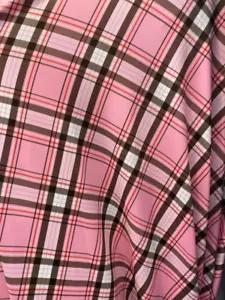Pink Plaid nylon poly 4way stretch Spandex fabric dancewear swimwear - Picture 1 of 1