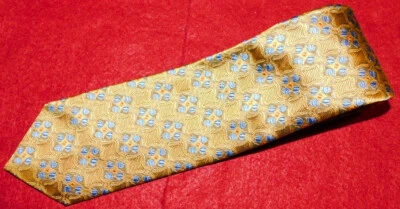 GRAVATA FLORAL MASCULINA HICKEY FREEMAN DOURADA/AZUL - GRAVATAS - GRAVATAS DE PESCOÇO - GRAVATAS DE DESIGNER. - Imagem 1 de 3