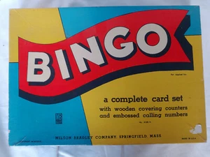 Vintage Nachlass 1939 Bingo Brettspiel Milton Bradley bunte Box - Bild 1 von 4