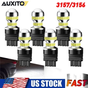 6x AUXITO White LED Bulb 3157 3156 Light Brake Turn Signal Tail Reverse Lamp EON - Picture 1 of 12