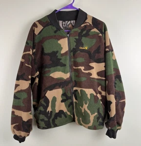 Vintage Cabelas Reversible Camo Hunting Tree Fleece Coat Jacket Size L USA Made - Picture 1 of 11
