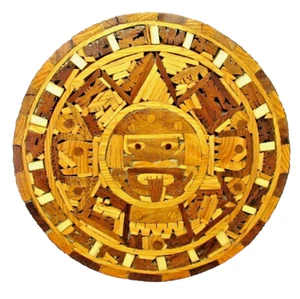 Holz Intarsien Azteken Kalender handgeschnitzt 11 1/2" - Bild 1 von 4