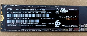 Western Digital NEGRO 1 TB NVMe M.2 2280 80 mm SSD WDBRPG0010BNC-WRSN SN750 - Imagen 1 de 2
