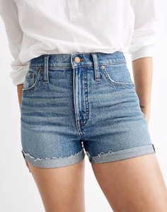 Madewell pantaloncino donna blu a vita alta denim vernice splatter taglia 25 - Foto 1 di 11