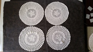 Lot of 6 piece Hand Made Crotchet Lace Costers 6" Round  Ivory Color - Picture 1 of 2