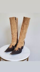 Vintage Donald J. Plainer Knee High Boots Western Couture Collection Size 9