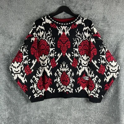 Vintage Quiksilver Knitted Jumper Sweater Red Black Mens Large Christmas 90s - Image 1 of 4