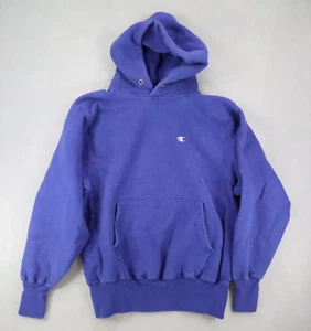 Felpa con cappuccio bianca vintage anni 90 Champion Reverse Weave blu navy taglia L USA - Foto 1 di 6