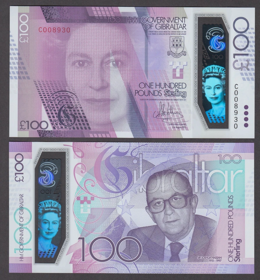 GIBRALTAR  P.40  100 POUNDS 2017 POLYMER COMMEMORATIVE QUEEN ELIZABETH  AU 2104 - Image 1 of 1