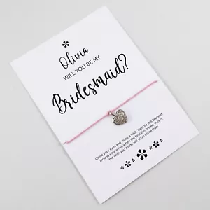 Will You be my BRIDESMAID Wish Bracelet | PERSONALISED Proposal Gift Flower Girl - Picture 1 of 36