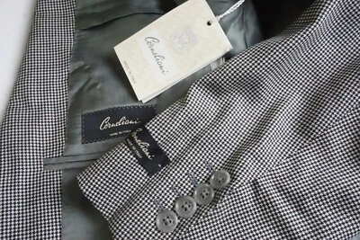 Casaco esportivo Corneliani Vogue bege preto Houndstooth 100% lã tamanho 36R NOVO - Imagem 1 de 4