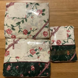NEW Allyson Kent Stevens Floral CHELSEA Full Flat, Fitted Sheet 2-Full Cases - Picture 1 of 14