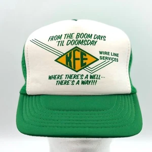 Vintage KFE Trucker Mütze Kappe grün weiß Mesh Snapback Draht Line Services Neu aus altem Lagerbestand 90er - Bild 1 von 9