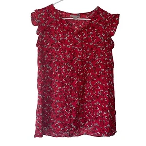 Oh! Mamma Red Floral Sleeveless Maternity Blouse Medium - Picture 1 of 8