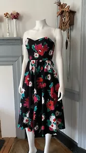 vintage 1980s 1990s does 1950s strapless floral dress lanz pockets spring midi - Picture 1 of 17