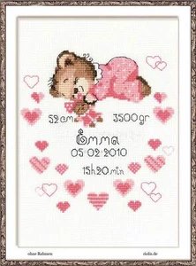 Riolis counted cross stitch Kit Girls Birth Announcement, DIY - Picture 1 of 1