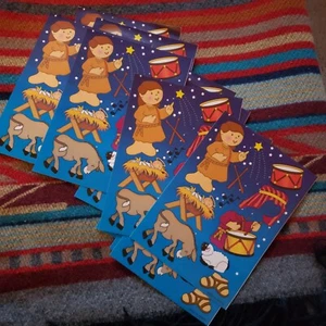 Lote De Colección 11 Hojas de Insertos Adhesivos Para Tarjetas De Navidad Vestido Baterista Niño - Imagen 1 de 2