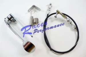 Street Rod Chrome Spoon Gas Pedal + 36" Black Throttle Cable+Bracket+ Spring Kit - Bild 1 von 1