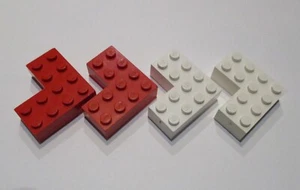 Lego Basic City Steine 4 Ecken Winkel 4x4 - 2 in rot + 2 in weiss - Bild 1 von 2