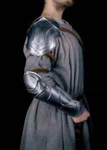 Blackened shoulder armor of pauldron and metal bracer knight cosplay - Picture 1 of 6