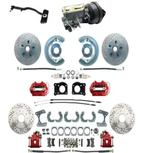 Mustang 1967-69 Completo Delantero-Trasero 9" Kit de Freno de Disco Eléctrico - Transmisión Automática, Rojo - Imagen 1 de 13