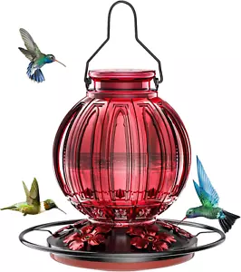 Glass Hummingbird Feeder for Outdoors Hanging, 26Oz Bird Nectar Feeder with Perc - Picture 1 of 9