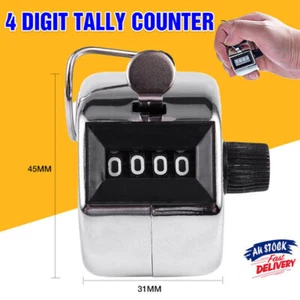 4 Digit Tally Counter Hand Held Number Clicker Mechanical Manual Counting Click - Picture 1 of 12