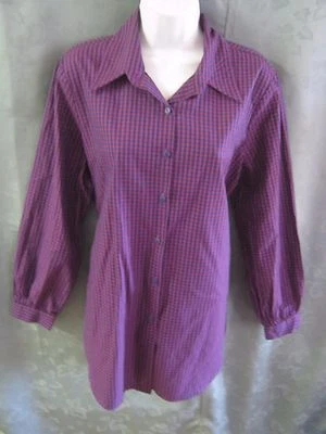 Camisa de Colección Años 90 Caribou New York Talla Mediana Rosa y Púrpura Top a Cuadros Foto 1 de 4