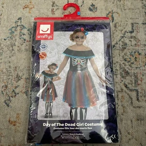 Skeleton Day Of The Dead Costume Girls Large Age 10-12 Halloween Fancy Dress - Picture 1 of 5