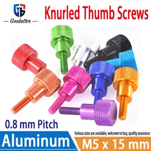 Tornillos de pulgar moleteados de aluminio M5 x 15 mm empuñadura de mano pernos paso 0,8 mm - Imagen 1 de 5